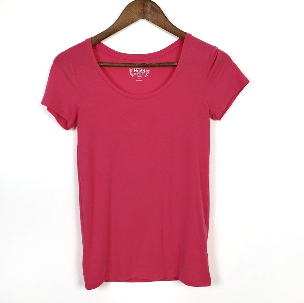 Mudd Womens Pink Short Sleeve T-Shirt Size S Small Crew Neck‎ Scoop Neck